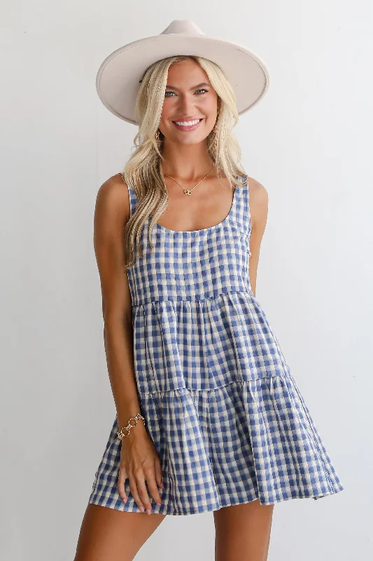 Blissfully Perfect Blue Gingham Romper