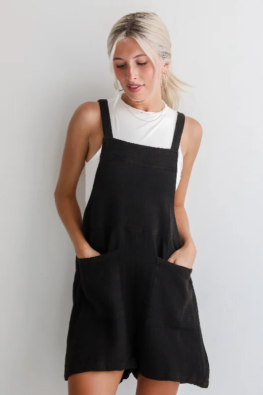 Desired Impression Black Linen Romper - DU DEAL