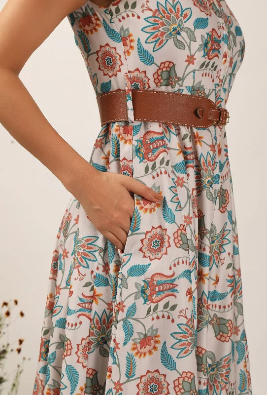 Lilybeth Floral Chintz Kalidar Long Dress With Belt