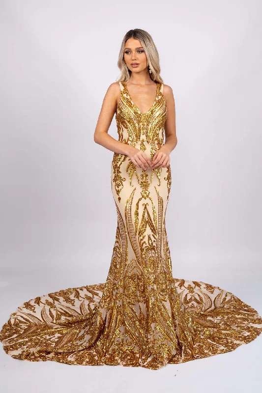 Adeline Gown - Gold (XS - Clearance Sale)