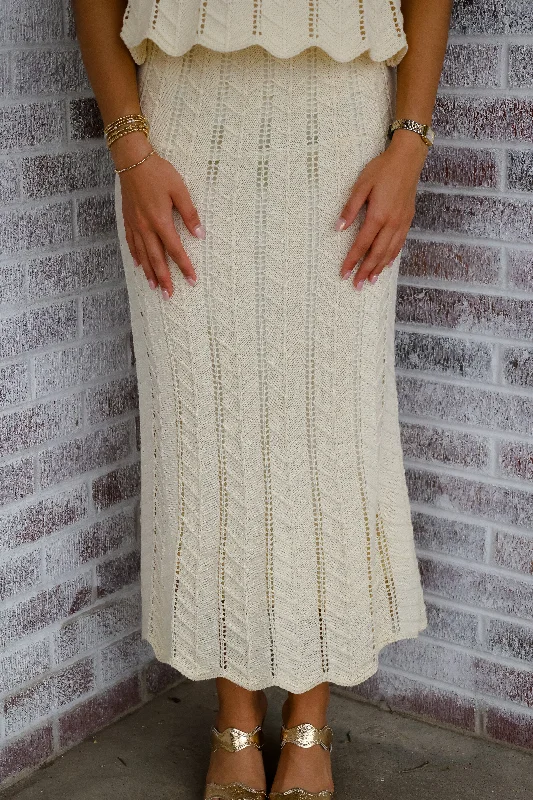 Baby Chevron Knit Maxi Skirt w/ Full Lining