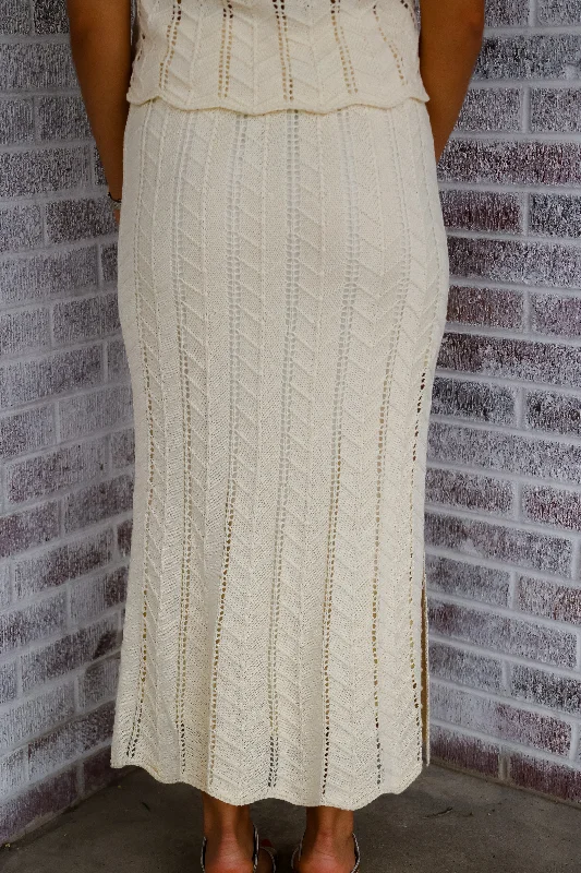 Baby Chevron Knit Maxi Skirt w/ Full Lining