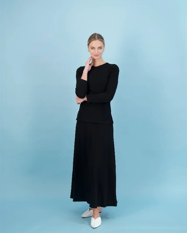 Bliss Circle Maxi Ribbed 37' Black