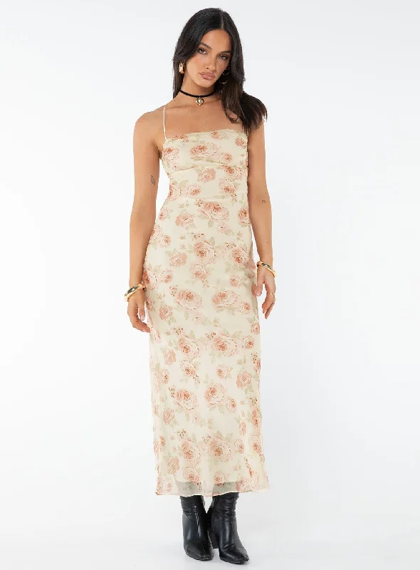 Cartian Strapless Maxi Dress Cream / Pink Floral