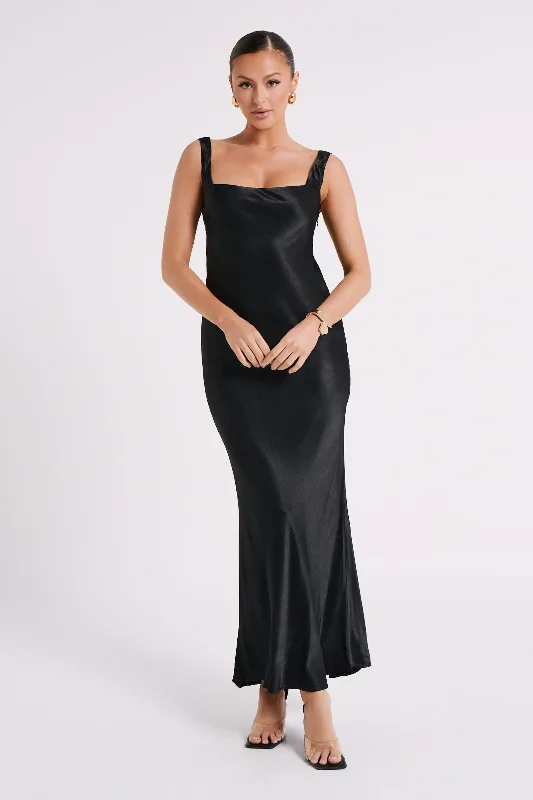 Ensley Satin Maxi Dress - Black