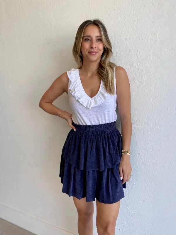 Fine Terry Ruffle Mini Skirt