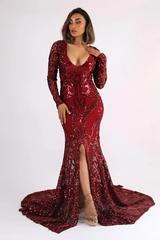 Georgina Gown - Wine (L, XXL - Clearance Sale)