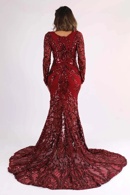 Georgina Gown - Wine (L, XXL - Clearance Sale)