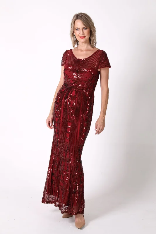 Greta Sequin Maxi Dress - Deep Red