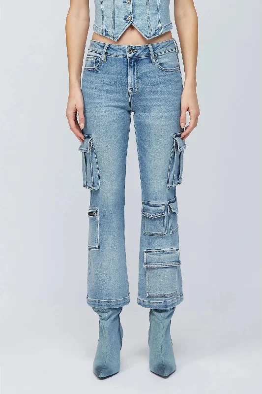 Hidden Happi Cargo Crop Flare Jeans