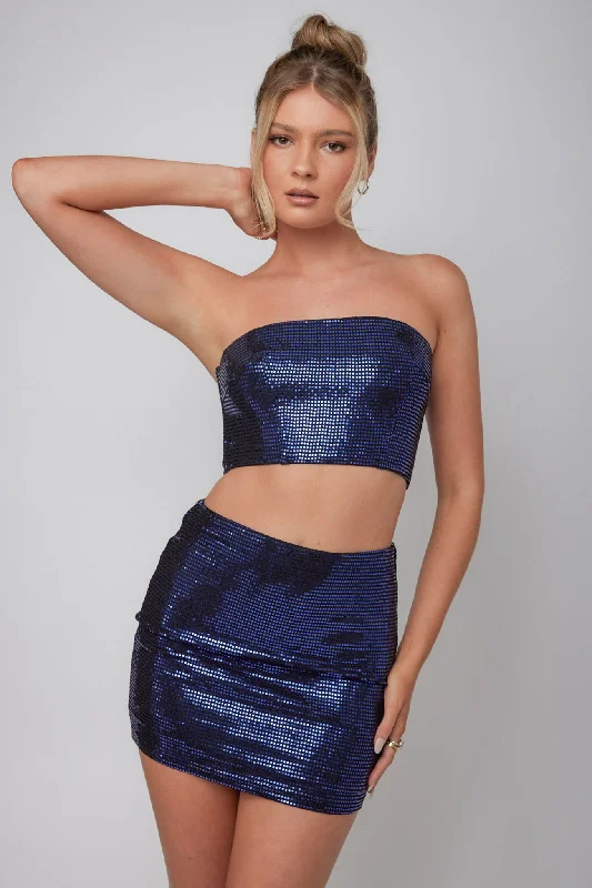 It Girls Sequin Mini Skirt Royal Blue