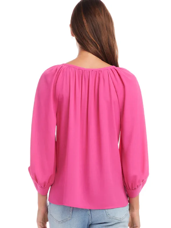 Karen Kane: Blouson Sleeve Top in Pink