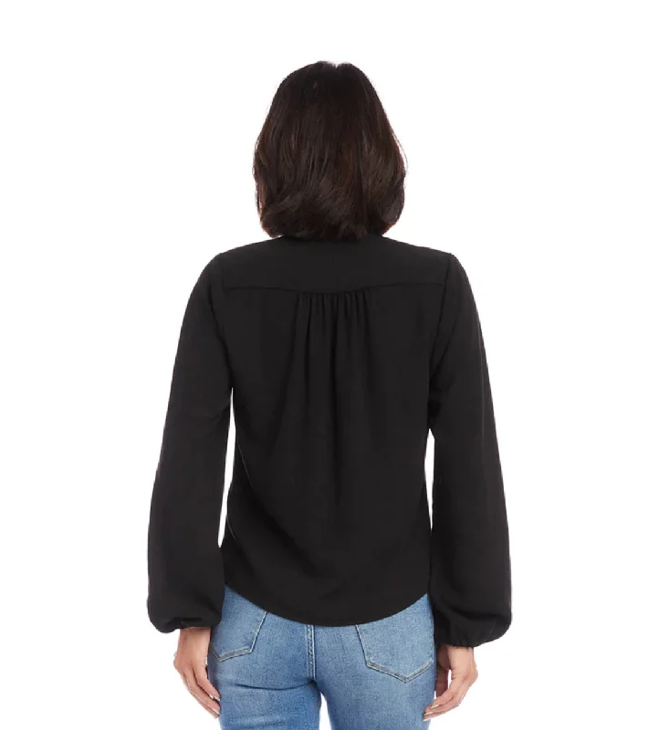 Karen Kane: Cowl Neck Top in Black