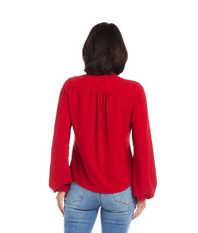 Karen Kane: Cowl Neck Top in Red