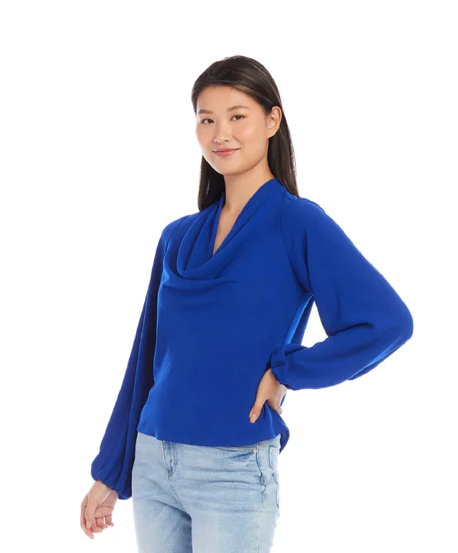 Karen Kane: Cowl Neck Top in Royal 4L09612