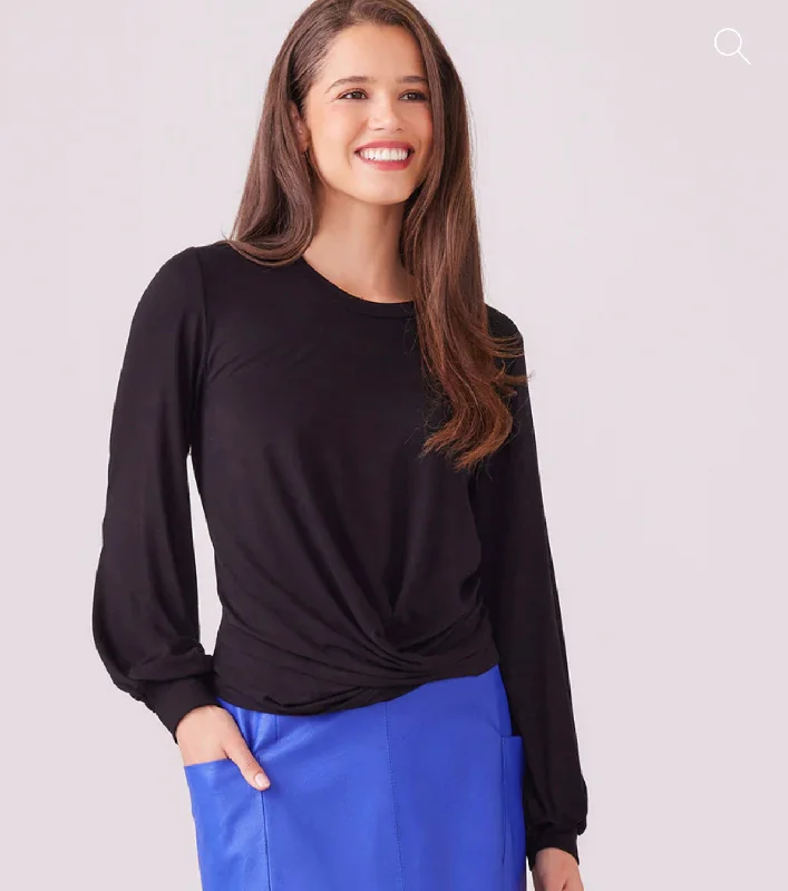 Karen Kane: Drape Front Top in Black