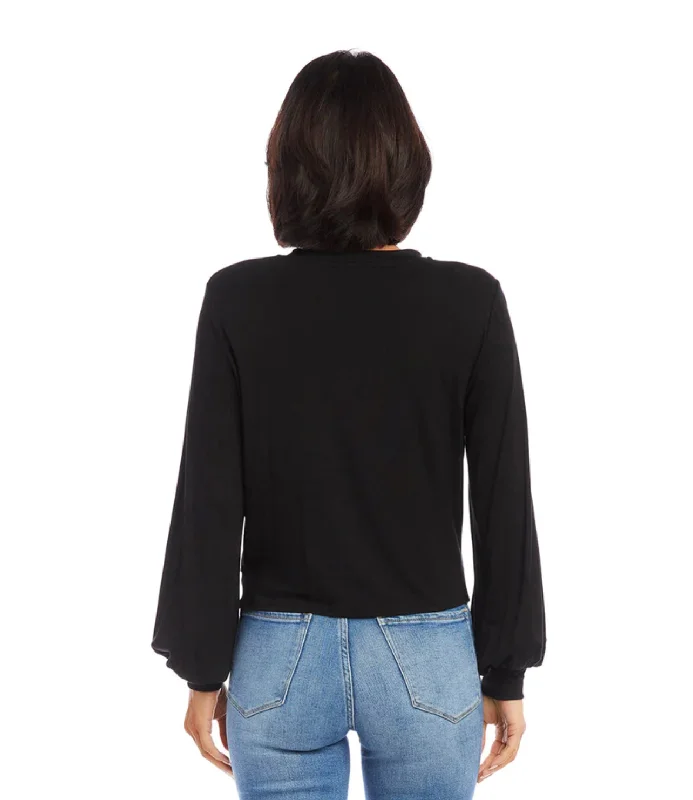 Karen Kane: Drape Front Top in Black