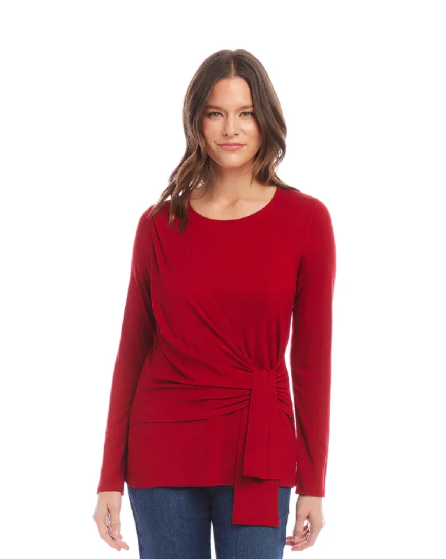 Karen Kane: Drape Front Top in Red