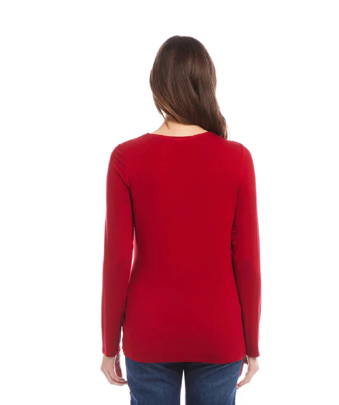 Karen Kane: Drape Front Top in Red