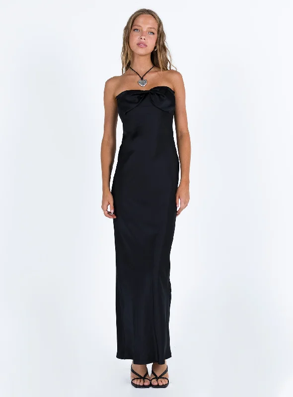 Kesy Bow Tie Maxi Dress Black