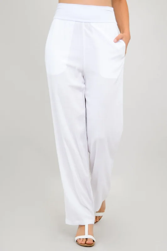 Landon Pant, White, Linen Bamboo