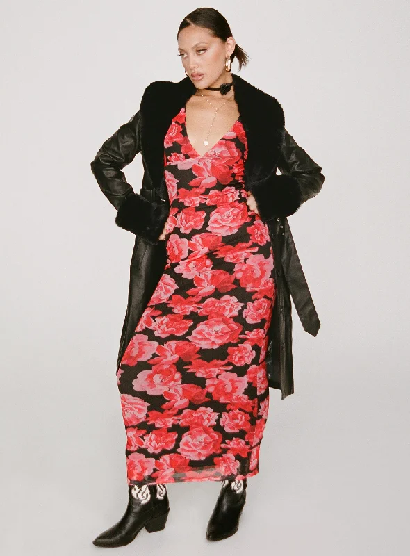 Lauers Maxi Dress Red Floral / Black