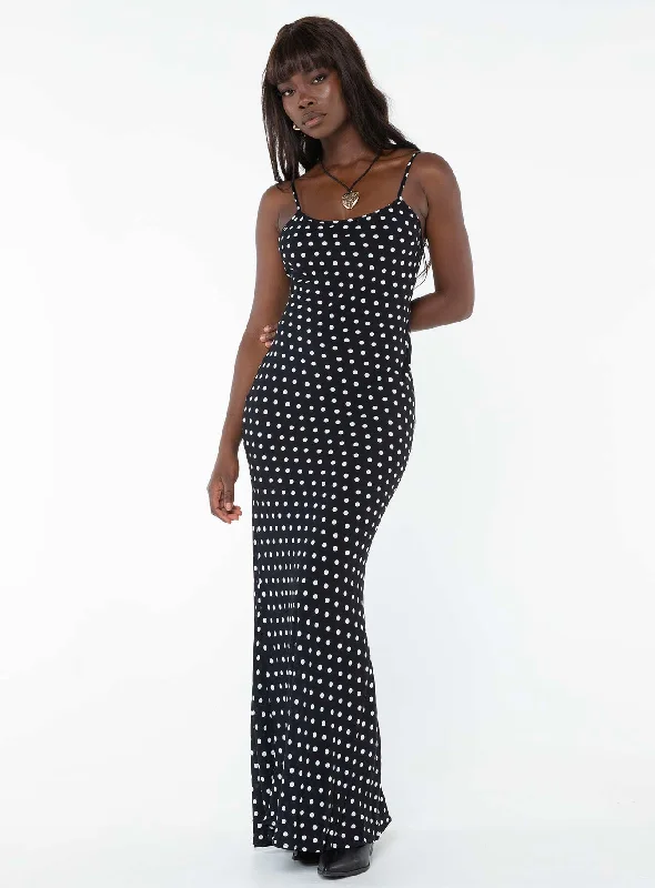 Luncheon Maxi Dress Black Polka Dot