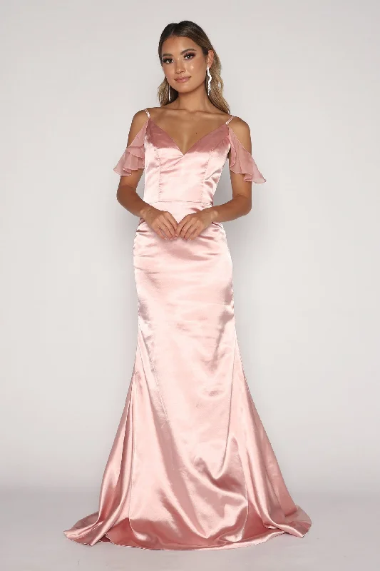 Malani Satin Maxi Dress - Blush Pink (XS - Clearance Sale)