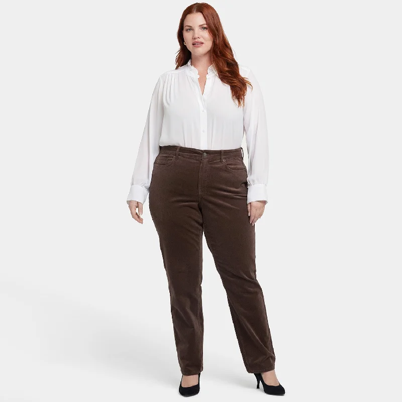 Marilyn Straight Pants In Plus Size - Coffee Bean