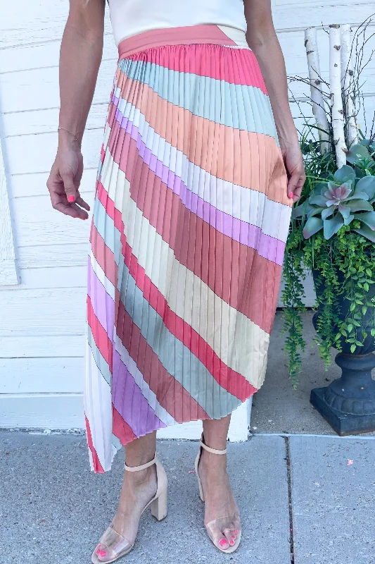 Pleated Print Midi Skirt