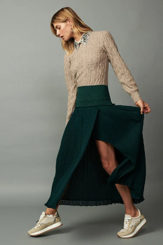 Ribbed Waist Midi Skirt