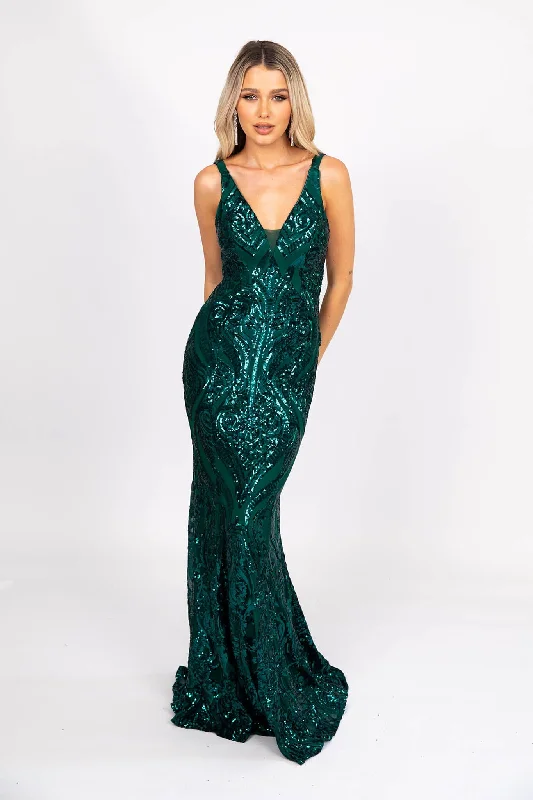 Seraphine Sequin Gown - Emerald