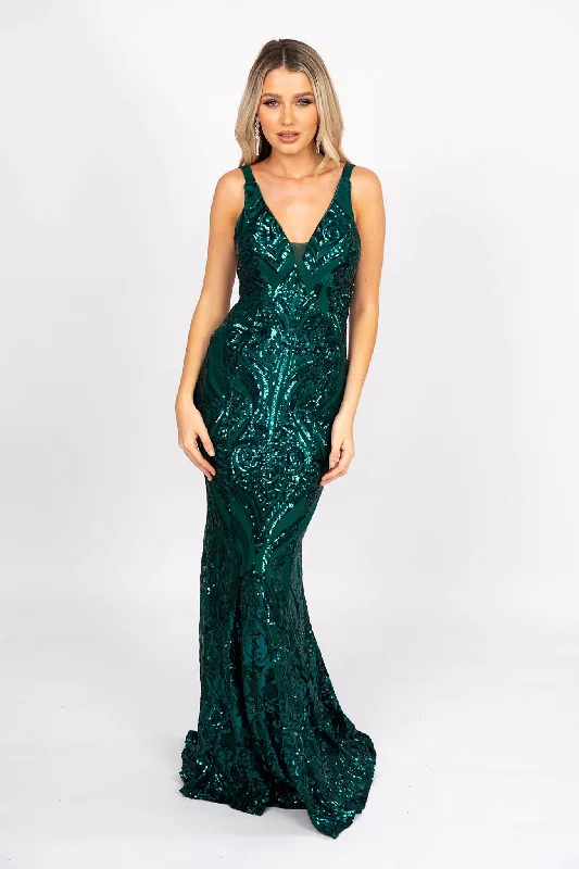 Seraphine Sequin Gown - Emerald