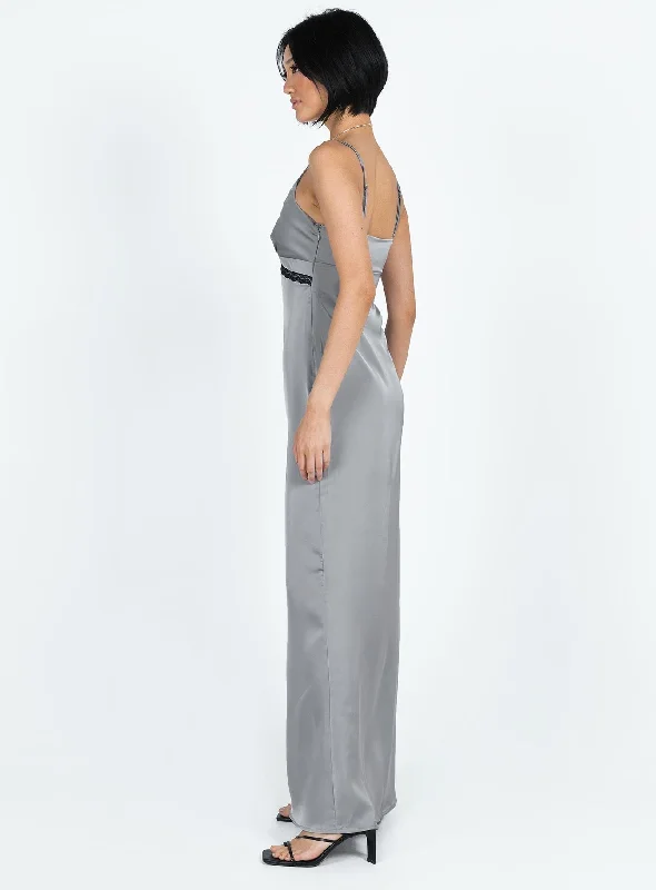 Sidney Lace Trim Maxi Dress Grey