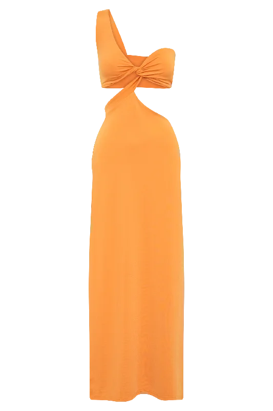 Solana One Shoulder Maxi Dress - Orange