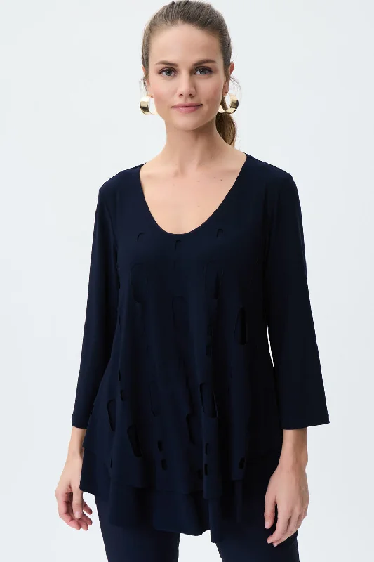 Joseph Ribkoff: Midnight Blue V-Neck Long Sleeve Tunic - 233079