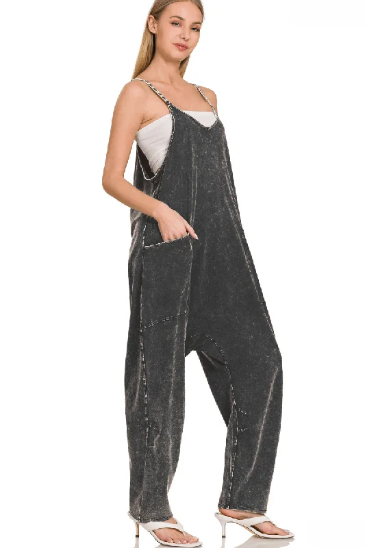 Zenana Spaghetti Strap Scoop Neck Jumpsuit with Pockets