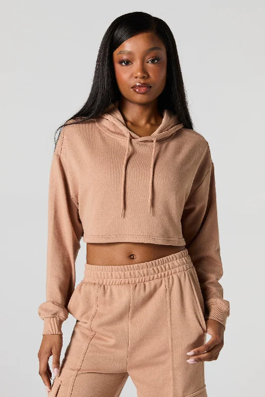 Drawstring Cropped Hoodie