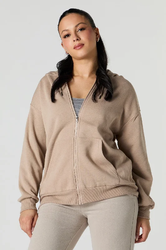 Oversized Fleece Zip-Up Hoodie