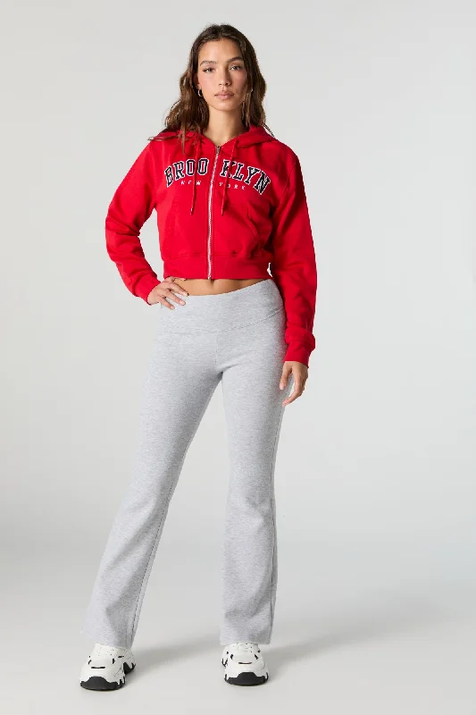 Destination Embroidered Zip-Up Cropped Hoodie