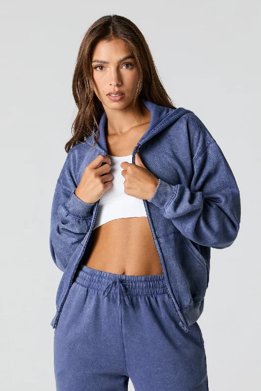 Washed Fleece Zip-Up Hoodie