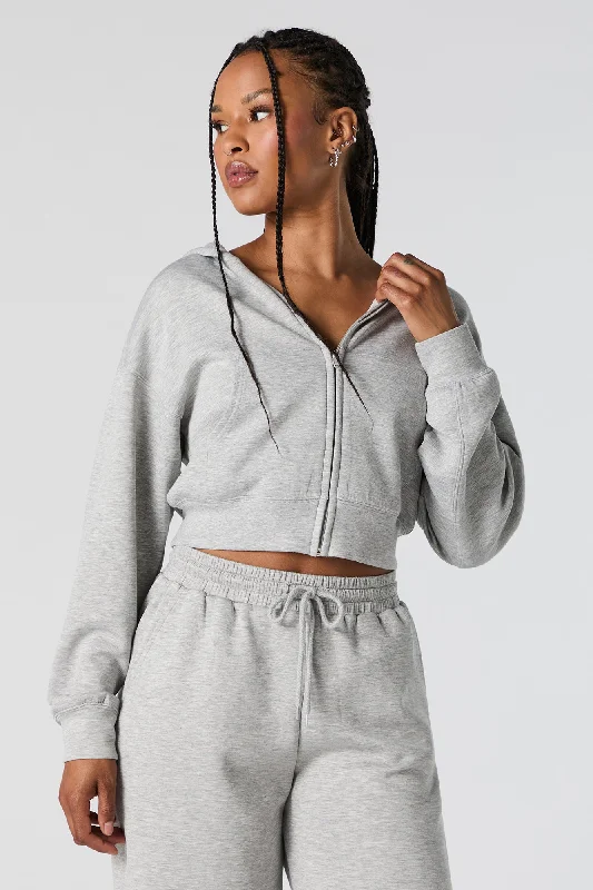 Active Zip-Up Cropped Fleece Hoodie