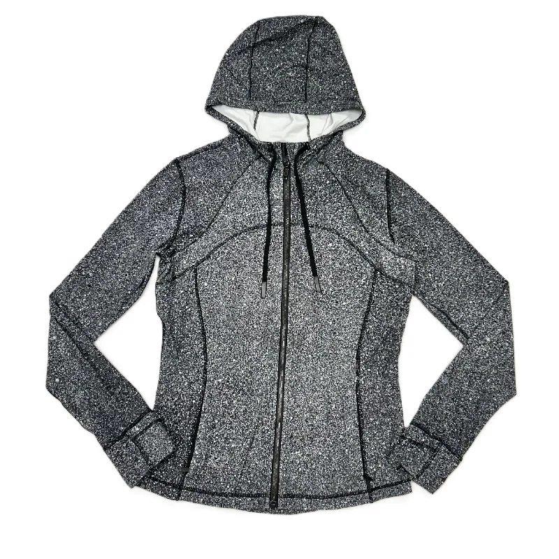 Athletic Sweatshirt Hoodie By Lululemon In Black & Grey, Size: L