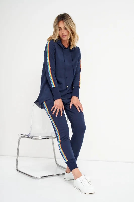 Betty Basics Huntington Stripe Hoodie Dark Blue Rainbow