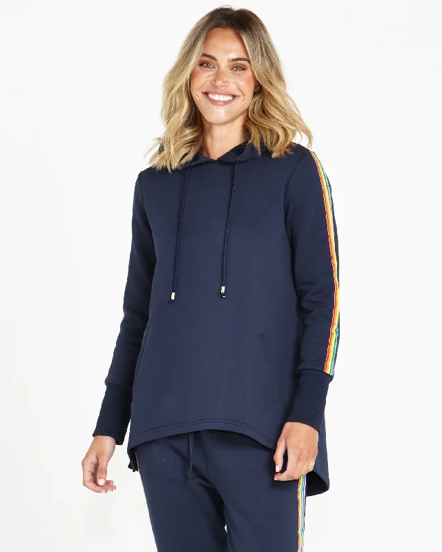 Betty Basics Huntington Stripe Hoodie Dark Blue Rainbow