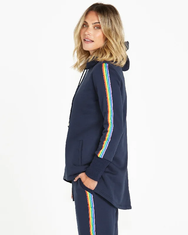 Betty Basics Huntington Stripe Hoodie Dark Blue Rainbow