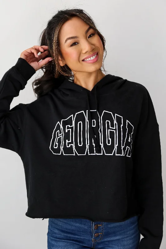 Black Georgia Cropped Hoodie