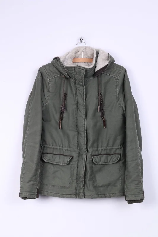 Twenty Three Womens M Jacket Green Cotton Hooded Lined Parka