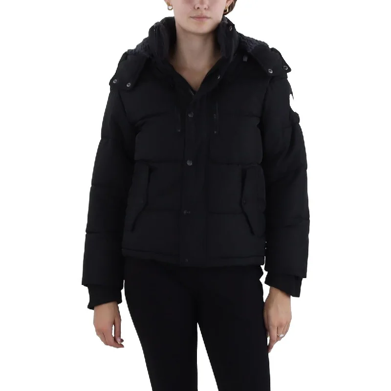 DKNY Womens Quilted Cold Weather Puffer Jacket