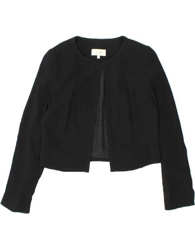 HOBBS Womens Crop Blazer Jacket UK 12 Medium Black Acetate